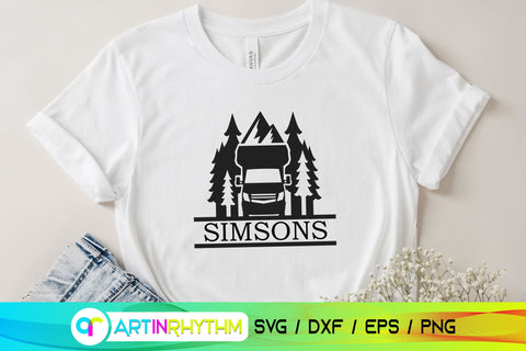 Camping split monogram, Van life split frame SVG Artinrhythm shop 