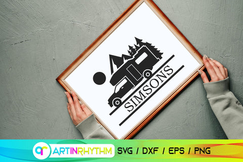 Camping split monogram, Van life split frame SVG Artinrhythm shop 