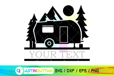 Camping split monogram, Van life split frame SVG Artinrhythm shop 