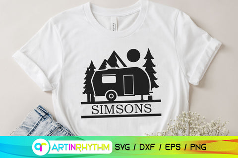 Camping split monogram, Van life split frame SVG Artinrhythm shop 