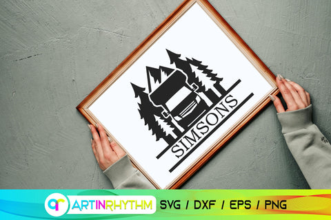 Camping split monogram, Van life split frame SVG Artinrhythm shop 