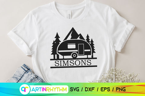 Camping split monogram, Van life split frame SVG Artinrhythm shop 