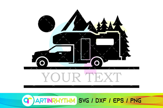 Camping split monogram, Van life split frame SVG Artinrhythm shop 