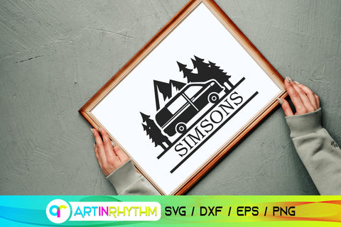 Camping split monogram, Van life split frame SVG Artinrhythm shop 