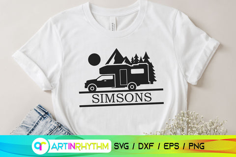 Camping split monogram, Van life split frame SVG Artinrhythm shop 
