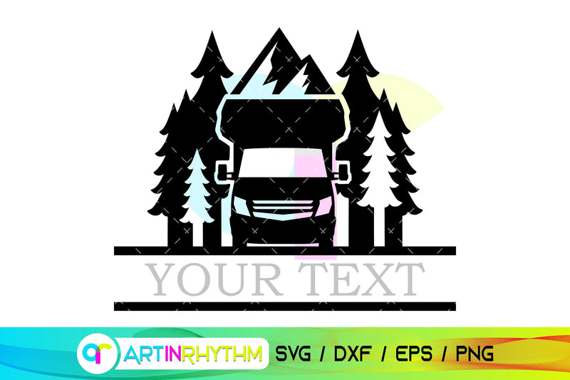 Camping split monogram, Van life split frame SVG Artinrhythm shop 