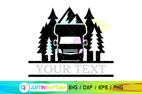 Camping split monogram, Van life split frame SVG Artinrhythm shop 