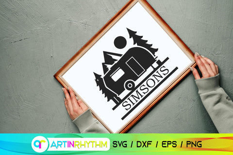 Camping split monogram, Van life split frame SVG Artinrhythm shop 