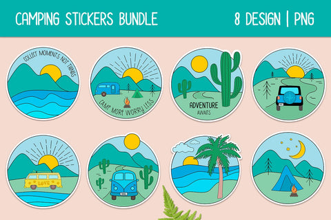 Camping sticker png bundle Sublimation KMarinaDesign 