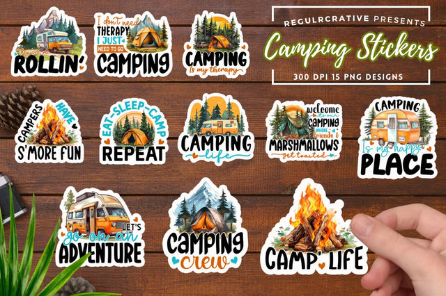 Camping Stickers Bundle Sublimation Regulrcrative 