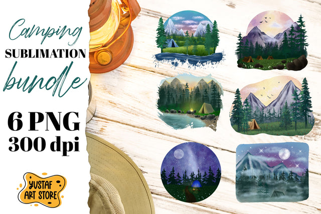 Camping sublimation bundle. Mountain/forest landscape 6 PNG Sublimation Yustaf Art Store 
