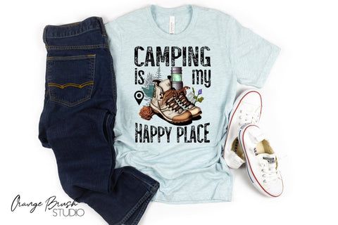 Camping Sublimation Design, Happy Camper PNG, Camping Quote Sublimation OrangeBrushStudio 