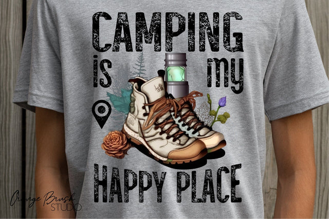Camping Sublimation Design, Happy Camper PNG, Camping Quote Sublimation OrangeBrushStudio 