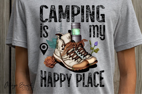 Camping Sublimation Design, Happy Camper PNG, Camping Quote Sublimation OrangeBrushStudio 