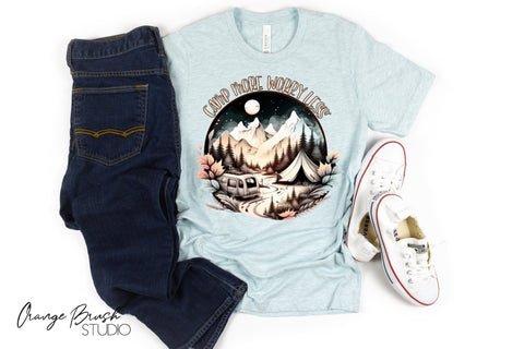 Camping Sublimation Design | Happy Camper Png Shirt Design Sublimation OrangeBrushStudio 