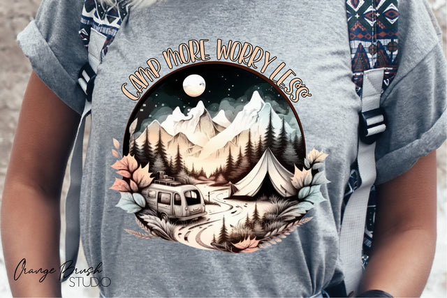 Camping Sublimation Design | Happy Camper Png Shirt Design Sublimation OrangeBrushStudio 