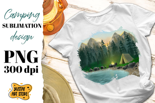 Camping sublimation design/ Mountain and forest illustration Sublimation Yustaf Art Store 