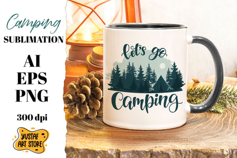 Camping sublimation with "Let's go camping" lettering quotes Sublimation Yustaf Art Store 