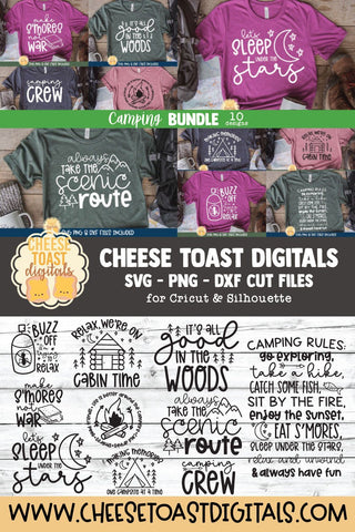 Camping SVG Bundle | 10 Outdoor Designs SVG Cheese Toast Digitals 