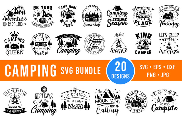 Camping SVG Bundle | 20 Camping Quotes SVG Hippo Creations 