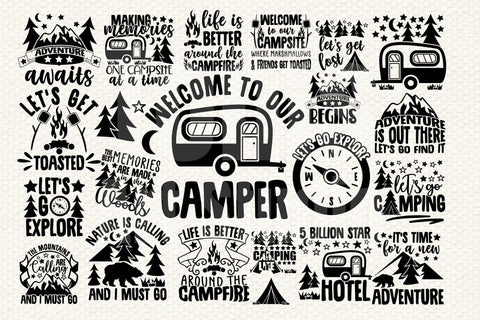 Happy Camper SVG / Cut File / Cricut / Commercial use / Silhouette / Camper  SVG / Camping SVG / Summer Svg / Travel Svg