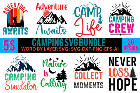 Camping SVG Bundle, Camper SVG Bundle, Hiking SVG Bundle, Camping 20 SVG Design SVG BlackCatsMedia 