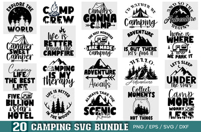 Camping SVG Bundle, Camper Svg, Camp Life Svg, Camping Sign Svg, Summer Svg, Adventure Svg, Campfire Svg, Camping cut files SVG MD mominul islam 