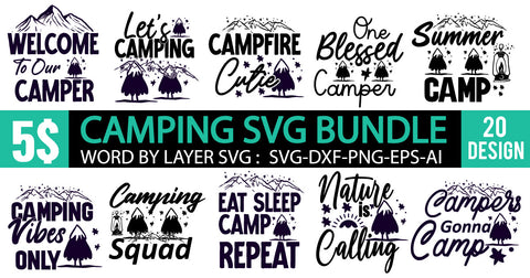 Camping SVG Bundle , Campinfg 20 SVG Design , Camping SVG Cut File SVG BlackCatsMedia 