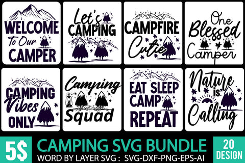 Camping SVG Bundle , Campinfg 20 SVG Design , Camping SVG Cut File SVG BlackCatsMedia 