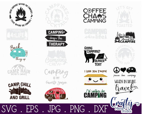 Camping Svg Bundle, Camping Design File SVG Crafty Mama Studios 