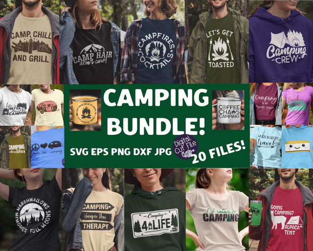 Camping Svg Bundle, Camping Design File SVG Crafty Mama Studios 