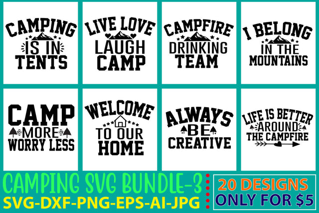 Camping Svg Bundle Vol. 3 SVG Syaman 
