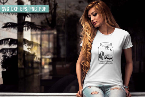Camping SVG | Collect Memories SVG | Camper in Mason Jar SVG Irina Ostapenko 