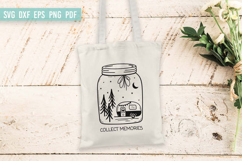 Camping SVG | Collect Memories SVG | Camper in Mason Jar SVG Irina Ostapenko 