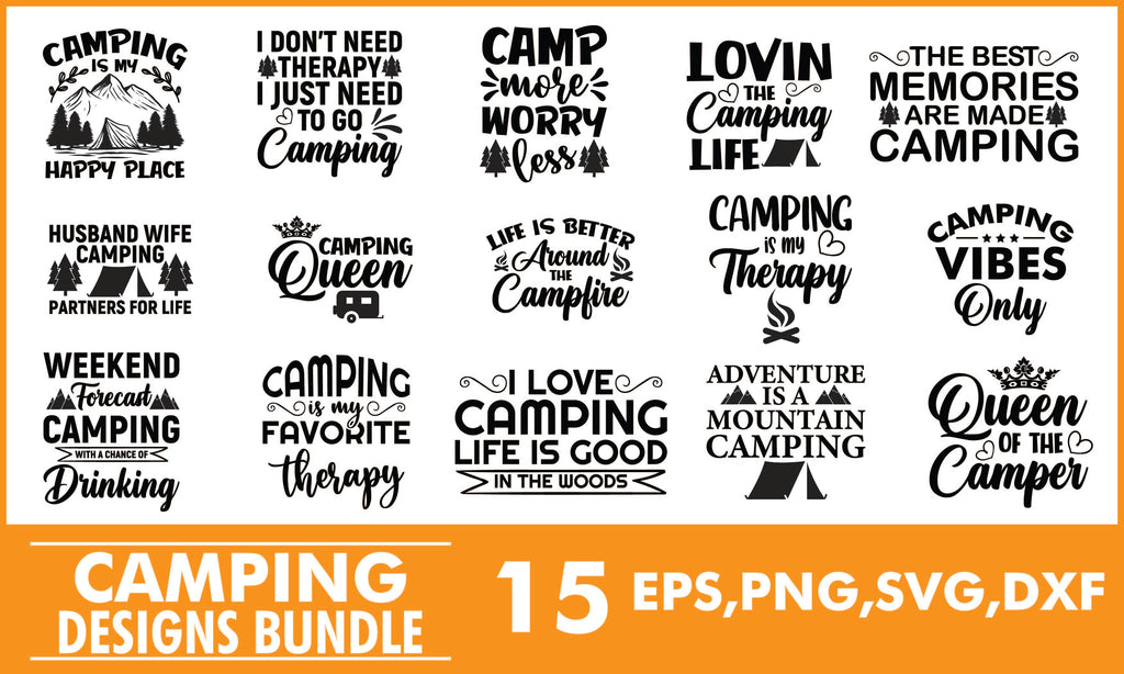 Camping SVG Designs Bundle - So Fontsy