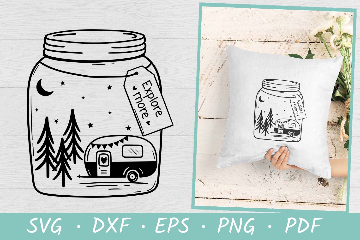 Camping SVG | Explore more SVG | Camping Van in Mason Jar - So Fontsy