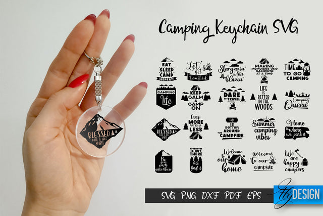 Camping SVG. Keychain SVG. Keyring SVG. Summer Camp Bundle. SVG Fly Design 