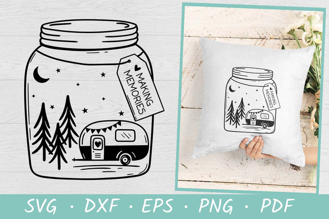 Camping SVG | Making Memories SVG | Camping Van in Mason Jar SVG Irina Ostapenko 