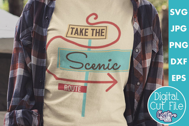 Camping Svg | Take The Scenic Route Mid Century Modern SVG Crafty Mama Studios 