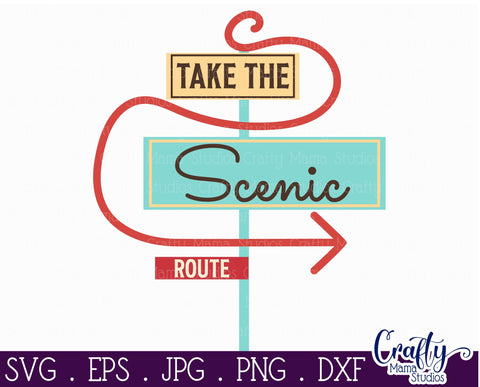 Camping Svg | Take The Scenic Route Mid Century Modern SVG Crafty Mama Studios 