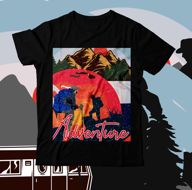 Camping T-Shirt Design PNG , Camping illustration PNG Sublimation BlackCatsMedia 