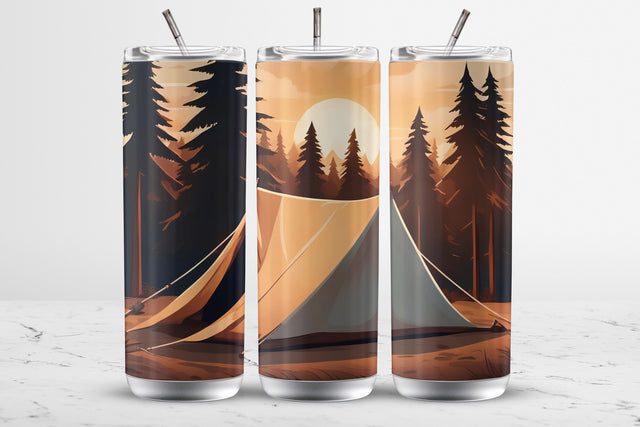 Camping Tent 20 Oz Tumbler Wrap Sublimation Design Sublimation MockupSvgVenue 