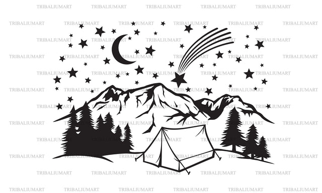 Camping tent and mountain SVG TribaliumArtSF 