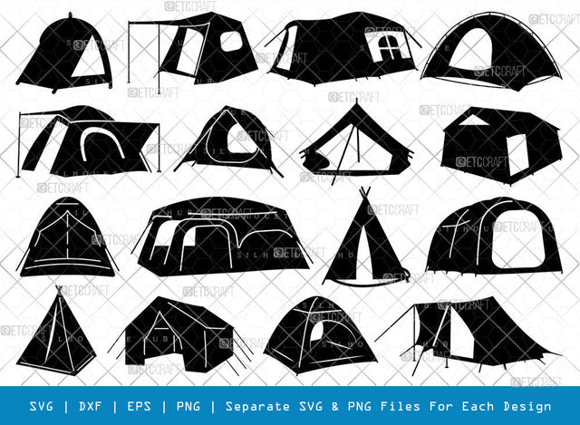 Camping Tent SVG, Camping Tent Silhouette, Camping Svg, Tent Svg, Summer Svg, Tourist Tent Svg, Camping Tent Bundle SVG ETC Craft 