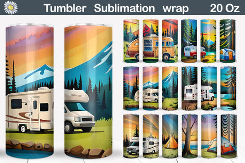 Camping Tumbler Bundle | Camping Tumbler Sublimation designs Sublimation WatercolorColorDream 