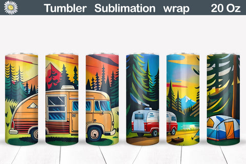 Camping Tumbler Bundle | Camping Tumbler Sublimation designs Sublimation WatercolorColorDream 