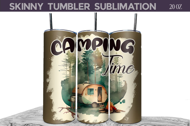 Camping Tumbler Wrap | Camping Time Sublimation Sublimation WatercolorColorDream 
