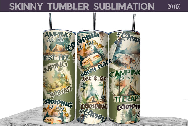 Camping Tumbler Wrap Sublimation WatercolorColorDream 