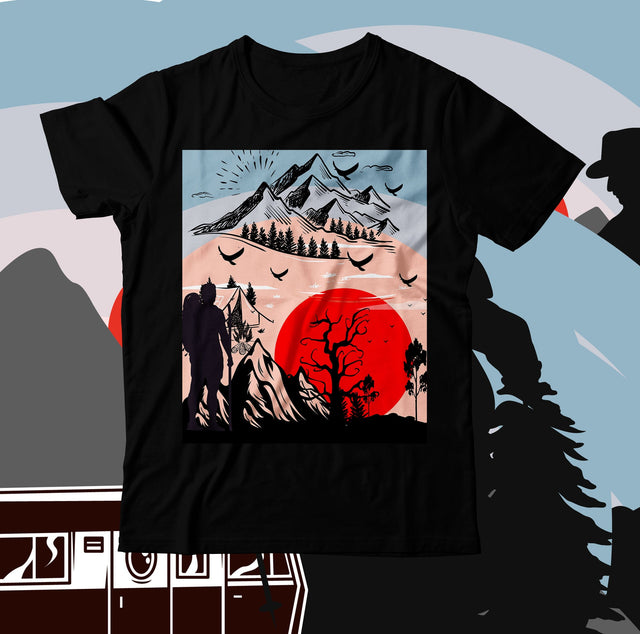 Camping Vector Illustration T-Shirt Design , Camping Sublimation Sublimation BlackCatsMedia 