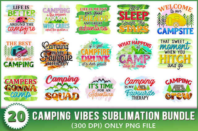 Camping Vibes Sublimation Bundle, Camping Bundle SVG Shetara Begum 